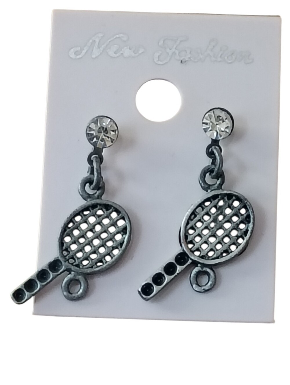 Fashion Jewelry Silver Tennis Racket Drop Dangle Earrings